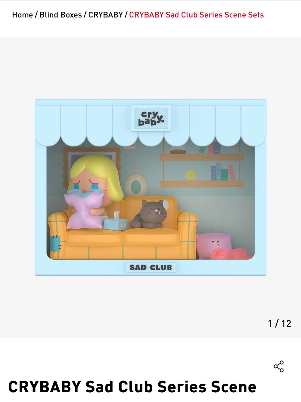 Sad Club Series Scene Set - Blue “tear drops on the pillow” Pop Mart